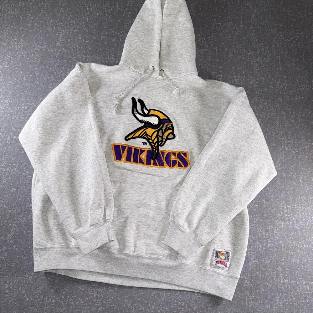 Vintage Minnesota Vikings Sweatshirt Mens XL Gray NFL Football Nutmeg Mills 90s